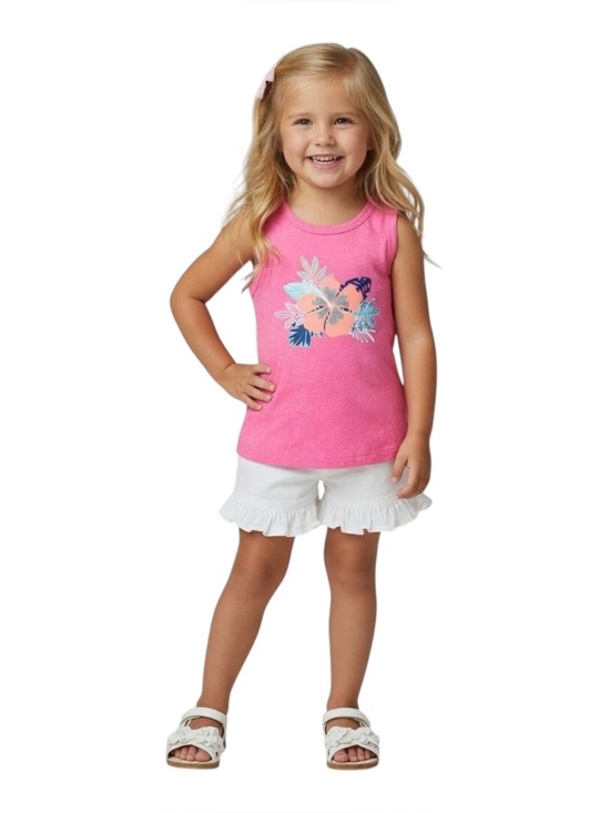 Cat & Jack Other - Cat & Jack Hot Pink Floral Tank Top with Coral & Navy Accents